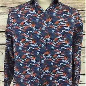 Thomas Dean Boys Button Down Camo Dress Shirt Size Large Boys